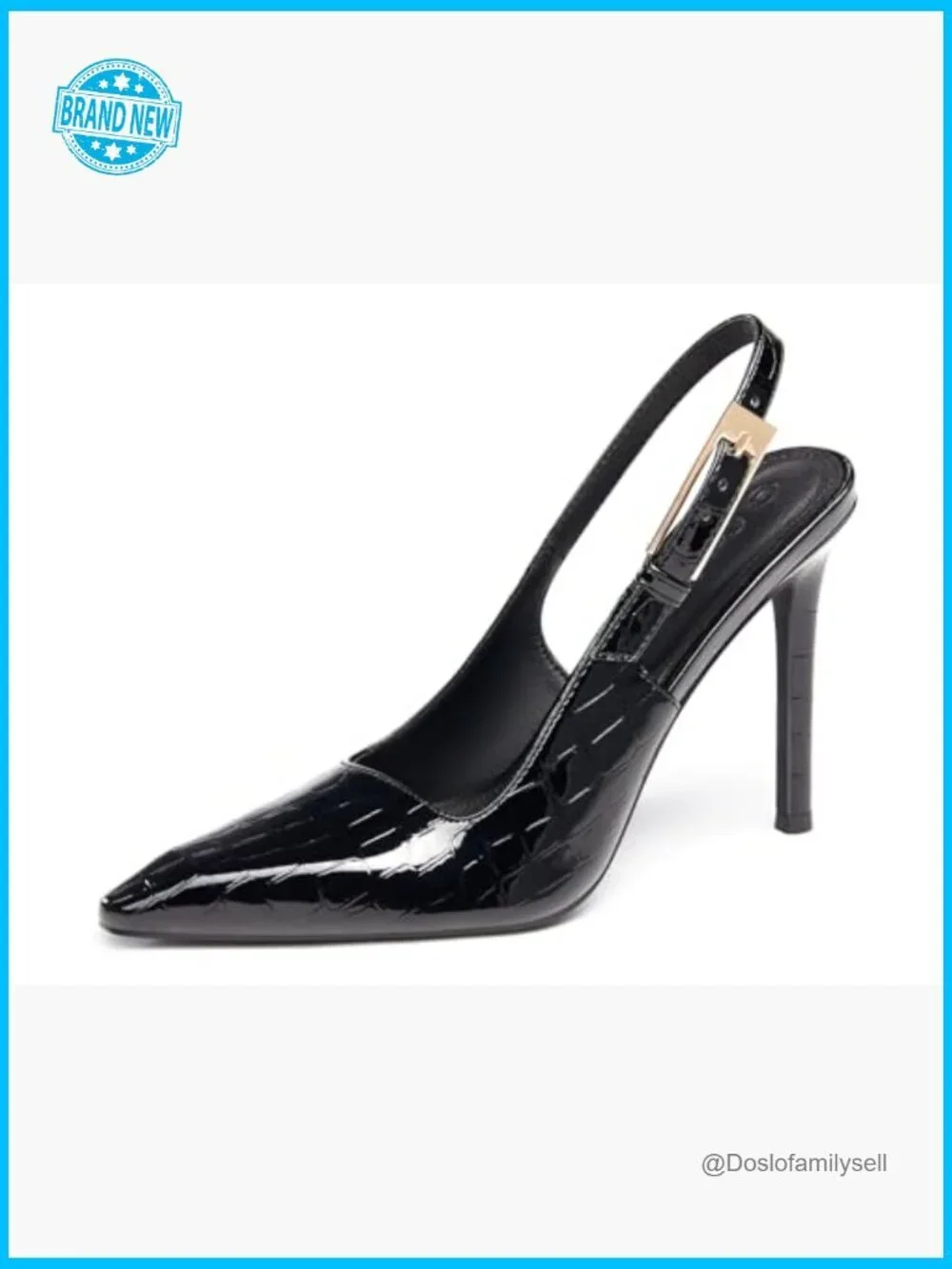 Slingback High Heels Pointed Toe Stilettos Metal Buckle Dress Pump Shoes Women